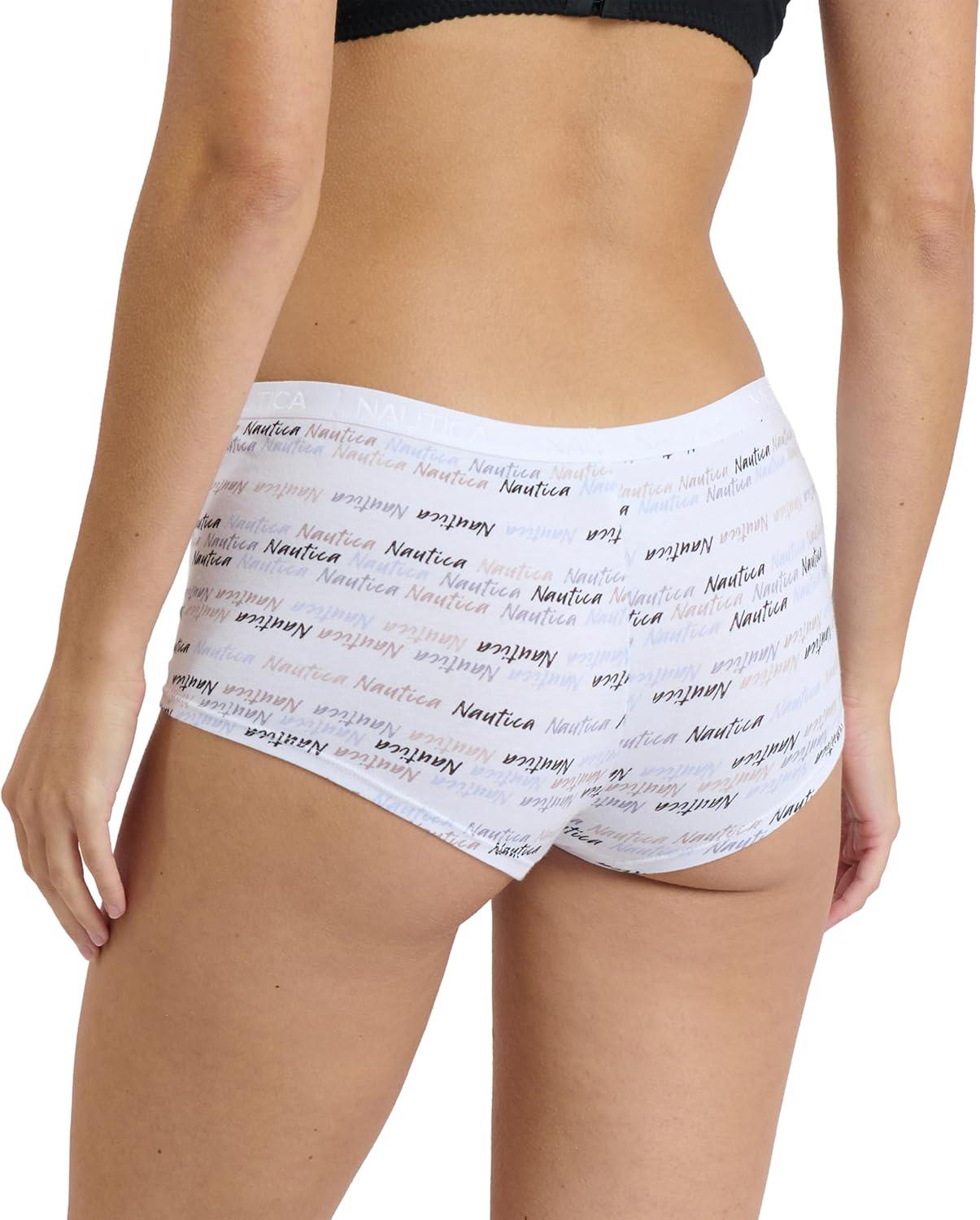 imageNautica Womens Cotton Boyshort Underwear Set 5PackBlackBlue GraniteMd Heather GreySphinxNt Logo