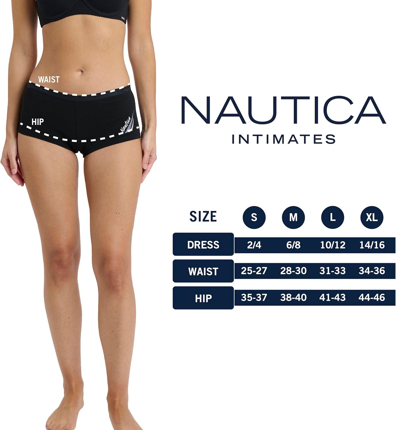 imageNautica Womens Cotton Boyshort Underwear Set 5PackBlackBlue GraniteMd Heather GreySphinxNt Logo