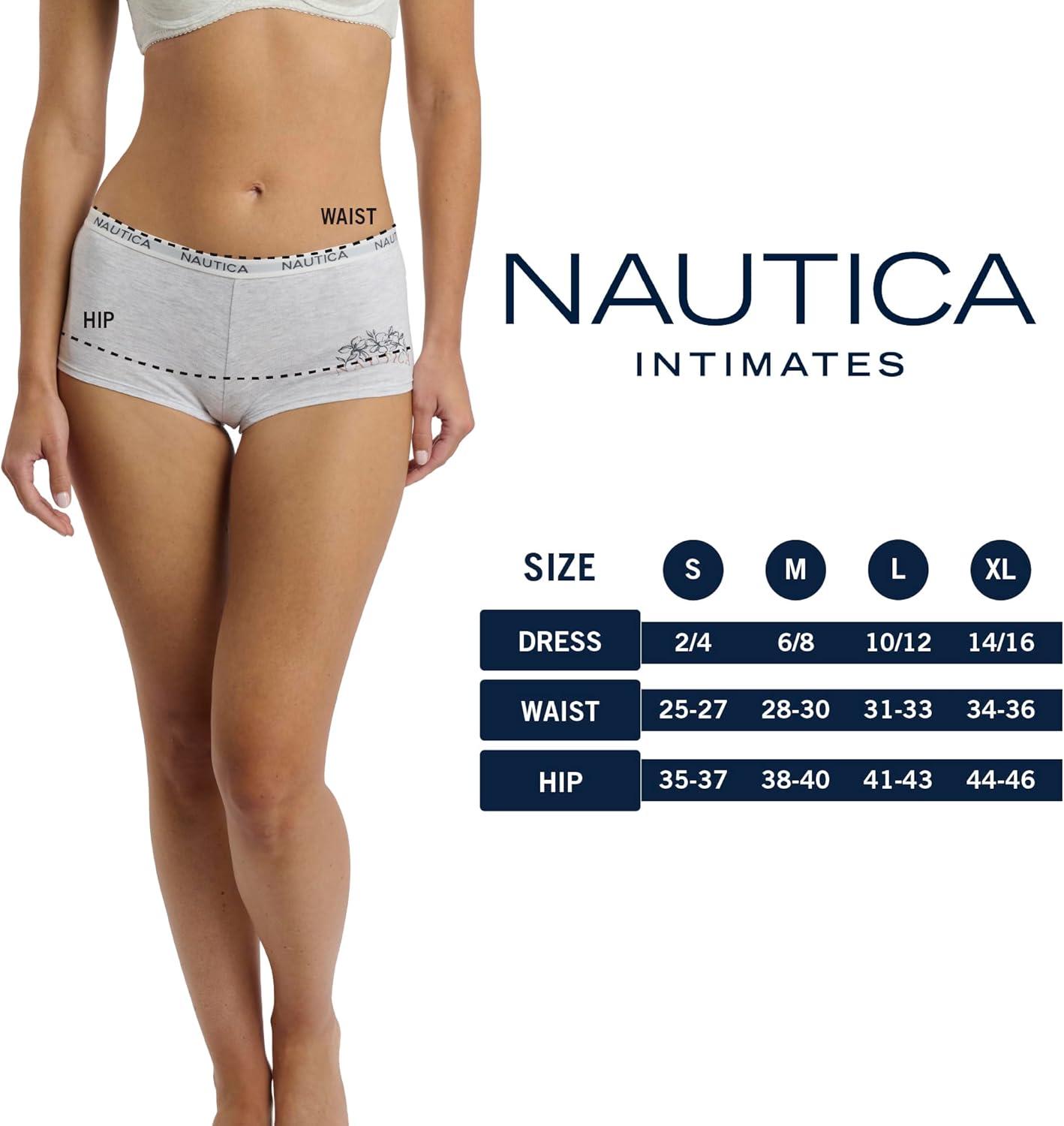 imageNautica Womens Cotton Boyshort Underwear Set 5PackLt Bleach HeatherCafe LatteMd Heather GreyChainmetalBrush Floral
