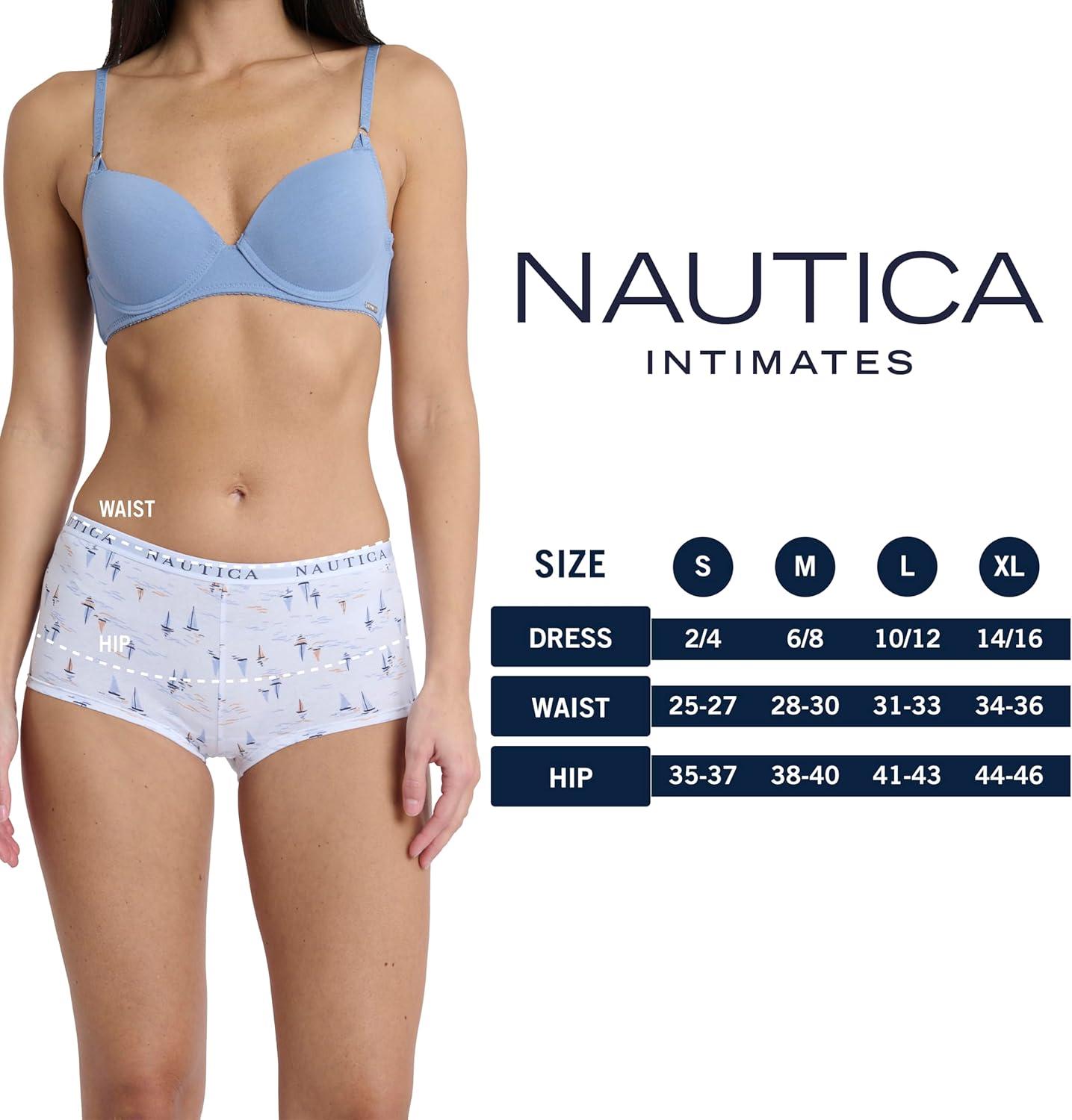 imageNautica Womens Cotton Boyshort Underwear Set 5PackMd Heather GreySand DollarSteel BlueXenon BlueNt Watercolor Boats