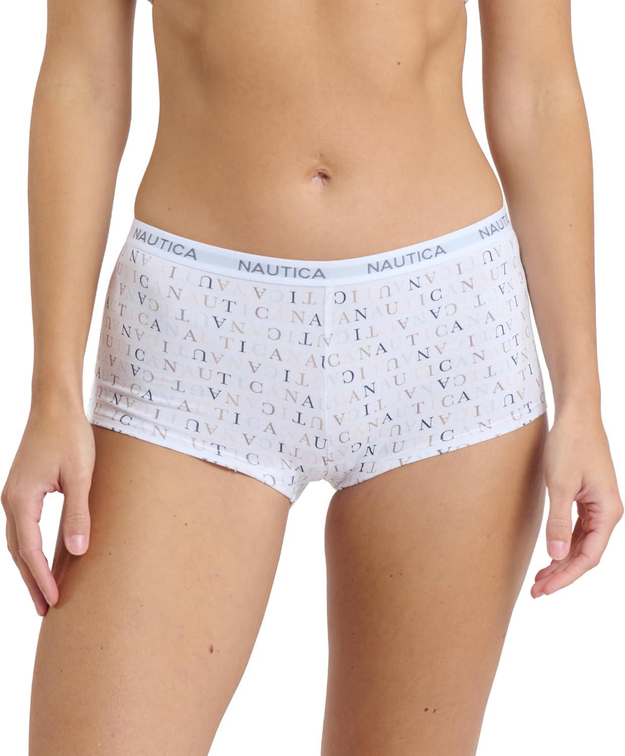 imageNautica Womens Cotton Boyshort Underwear Set 5PackMisty SpringLunarEndless DuskMd Heather GreyMulti Logo