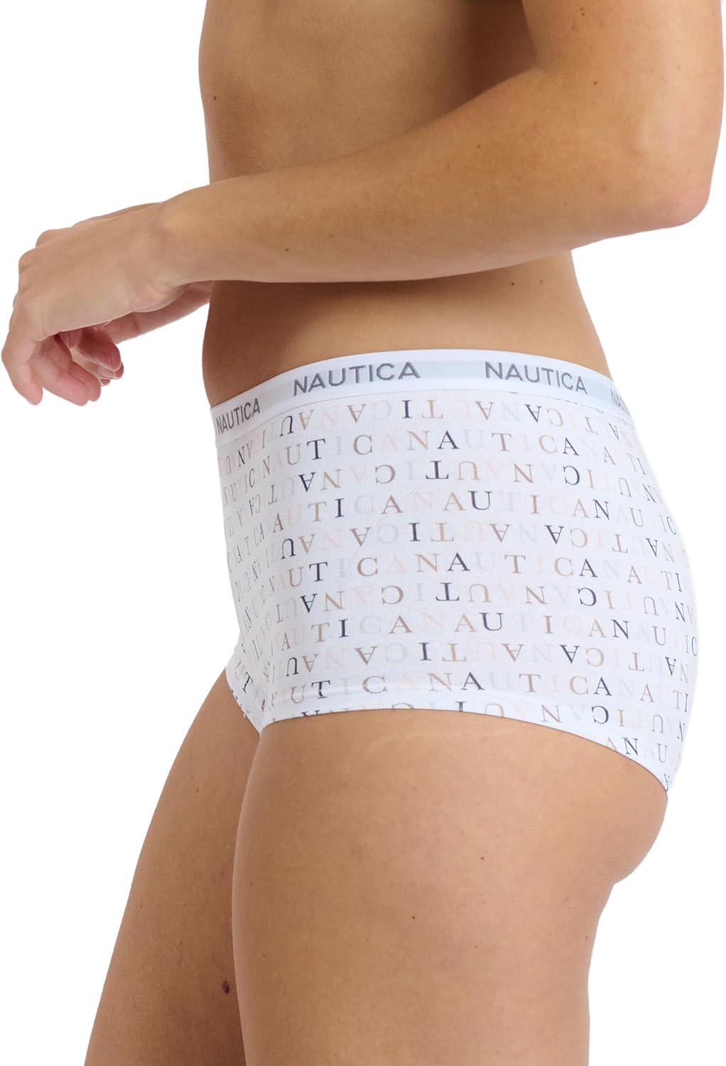 imageNautica Womens Cotton Boyshort Underwear Set 5PackMisty SpringLunarEndless DuskMd Heather GreyMulti Logo