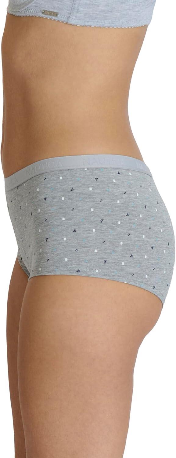imageNautica Womens Cotton Boyshort Underwear Set 5PackNocturnal NavyWhiteBlue SageVolcano AshNt Blue Dot