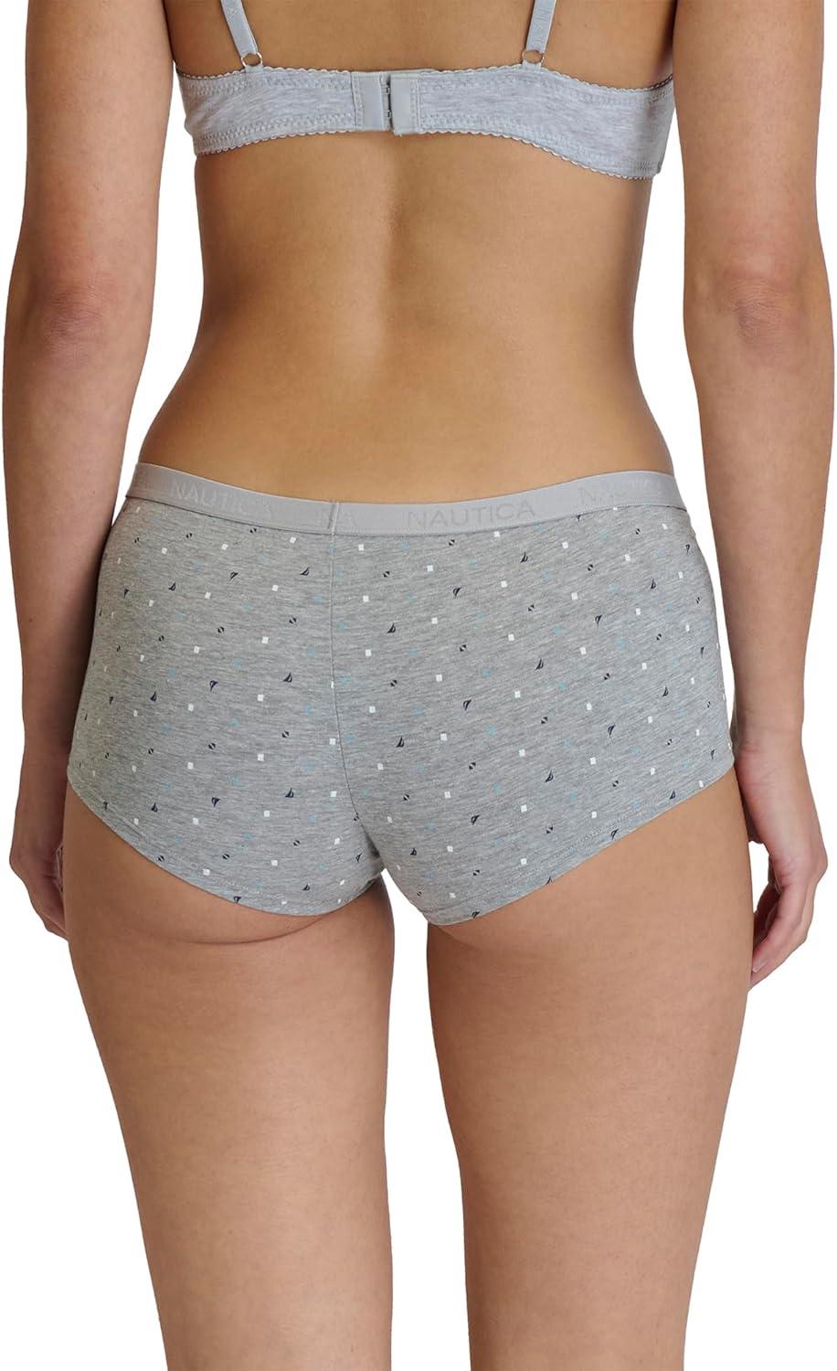 imageNautica Womens Cotton Boyshort Underwear Set 5PackNocturnal NavyWhiteBlue SageVolcano AshNt Blue Dot