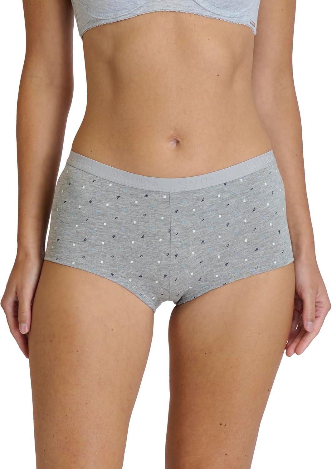 imageNautica Womens Cotton Boyshort Underwear Set 5PackNocturnal NavyWhiteBlue SageVolcano AshNt Blue Dot