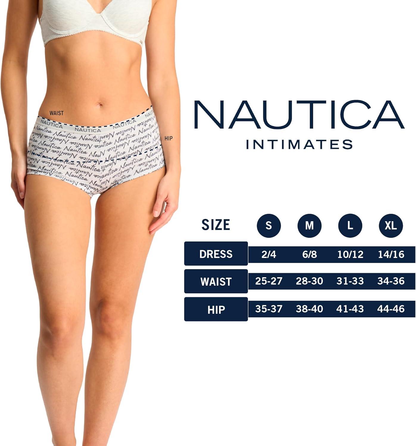 imageNautica Womens Cotton Boyshort Underwear Set 5PackNt FloralZen GardenSand BarChainmetalBrush Script