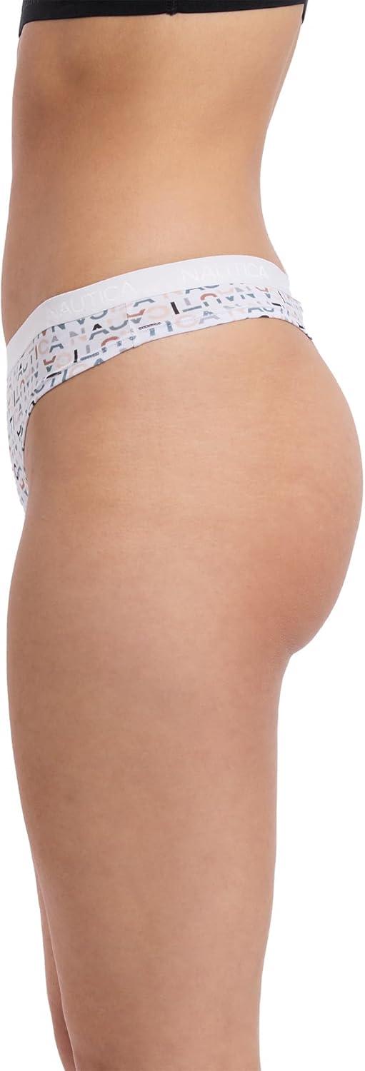imageNautica Womens Cotton Thong Underwear Set 5PackNt LogoBarely ThereCafe LatteBlackMd Heather Grey