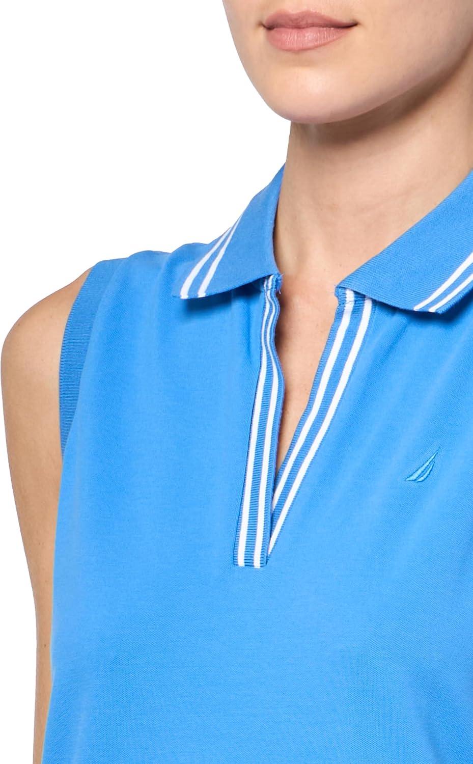 imageNautica Womens Johnny Collar Short Sleeve Stripe DressPacific