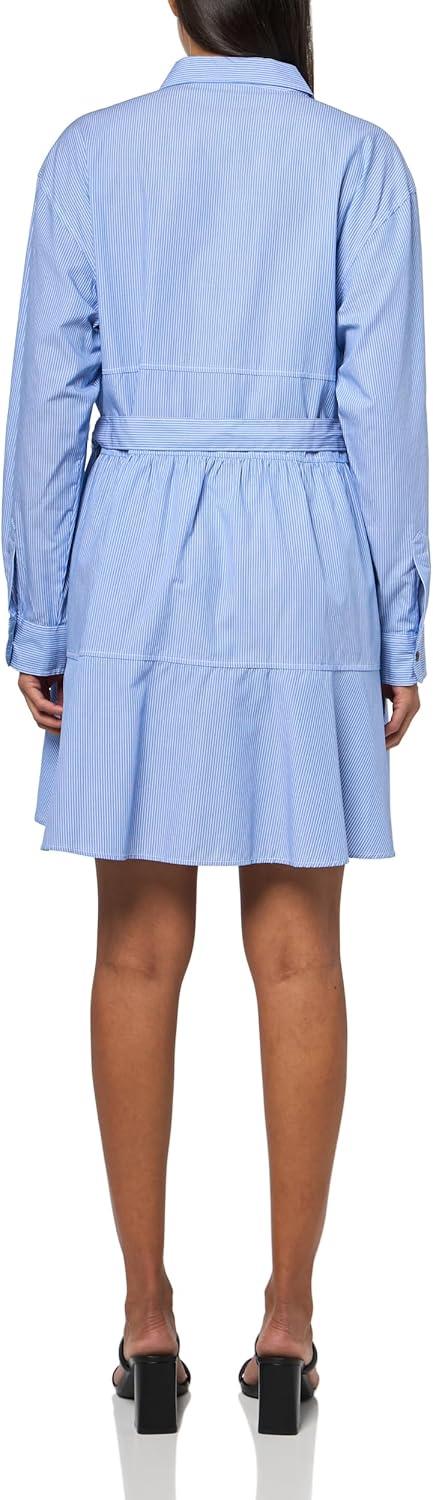 imageNautica Womens Long Sleeve Collared Button Shirt DressBlueWhite