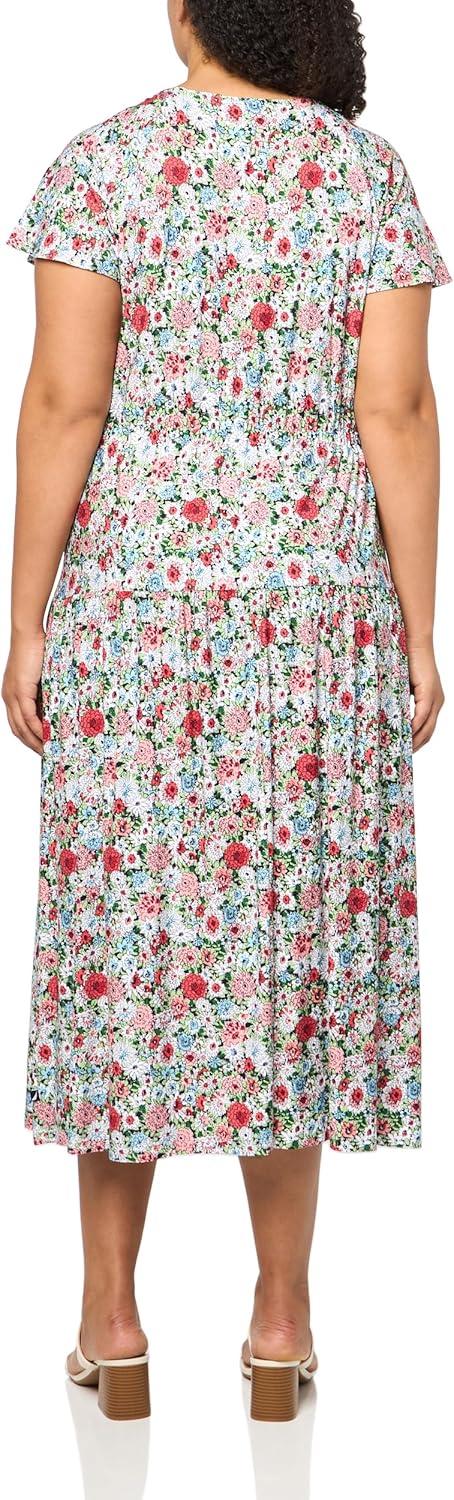 imageNautica Womens Short Sleeve Floral Knit Midi DressBloom Multi