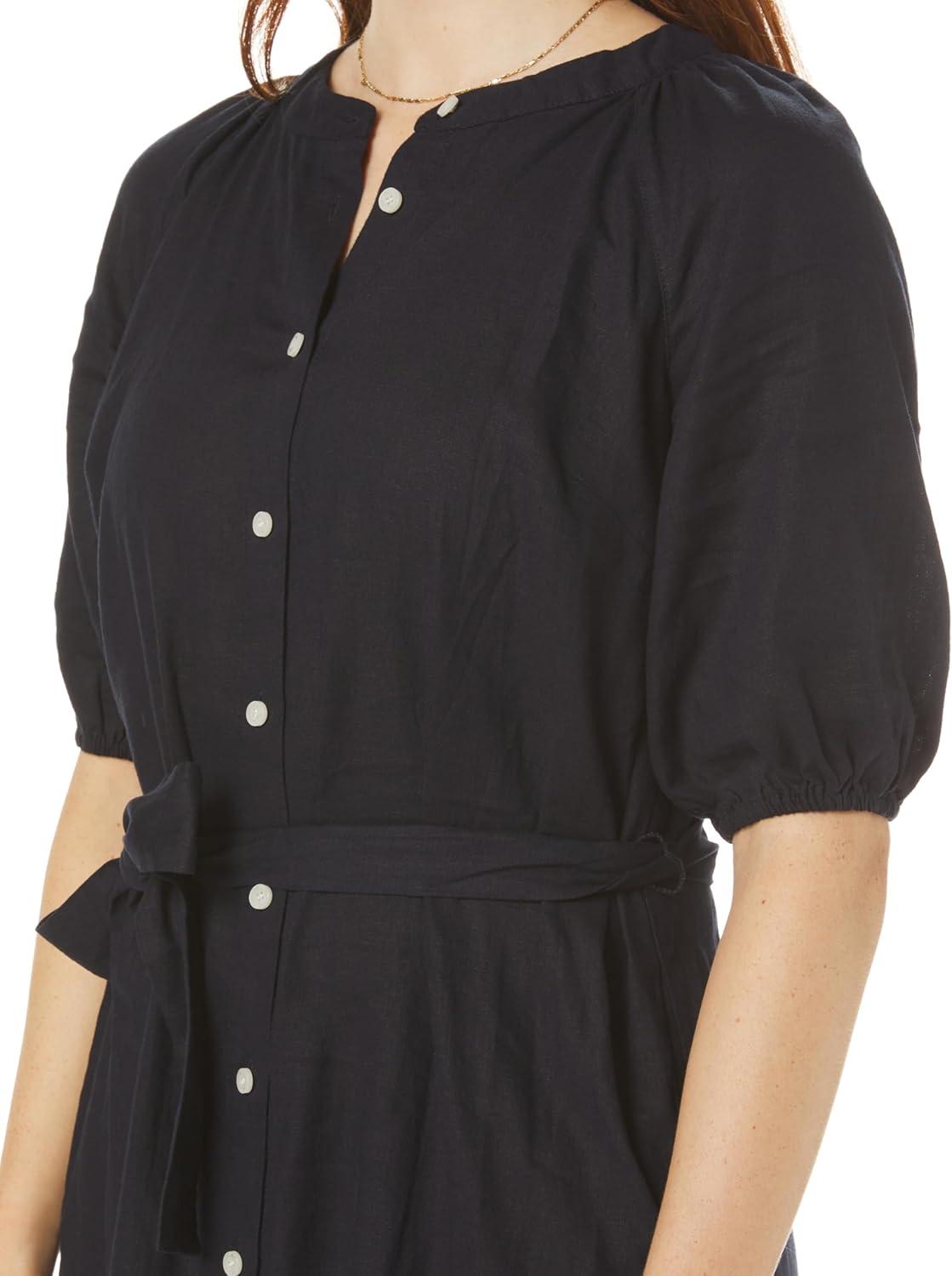 imageNautica Womens Short Sleeve Mini Linen Blend DressNight Sky