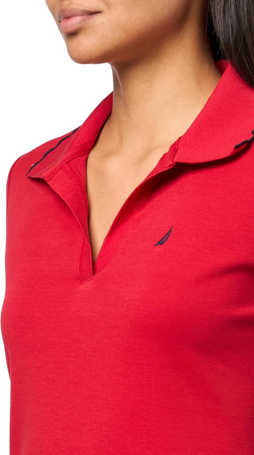 imageNautica Womens Short Sleeve Solid Scalloped Trim Polo DressSamba