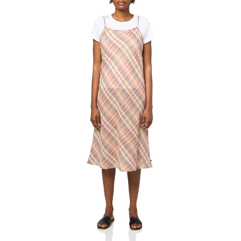 imageNautica Womens Slip Dress Mixed Media Midi Length Midi DressTigers Eye Multi