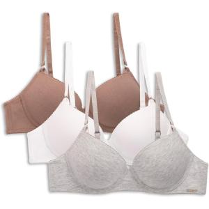 NAUTICA Women’s 3-Pack Bras Cotton Blend Light Lift Everyday T-Shirt Bra Set(Md Heather Grey/Light Mocha/White)