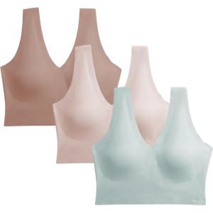 Nautica Women’s 3-Pack Wireless Bra Laser Lounge No-Show Everyday Comfort Bralettes(Pale Sage/Sandy Beige/Light Mocha)