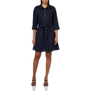 Nautica Women’s Long Sleeve Collared Button Shirt Dress(Night Sky)