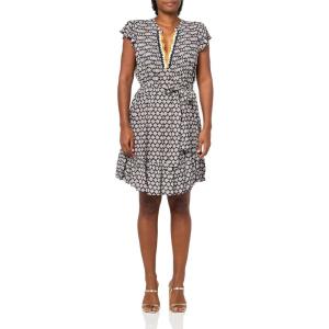 Nautica Women’s Mini Length Short Sleeve Foulard Print Popover Dress(Night Sky Multi)