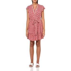 Nautica Women’s Mini Length Short Sleeve Foulard Print Popover Dress(Samba Multi)