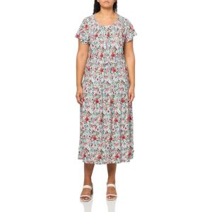 Nautica Women’s Short Sleeve Floral Knit Midi Dress(Bloom Multi)