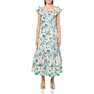 Nautica Women’s Short Sleeve Midi Dress Off The Shoulder Dress(Bright White Multi)