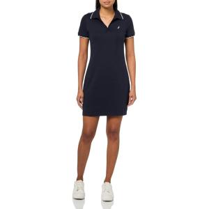 Nautica Women’s Short Sleeve Solid Scalloped Trim Polo Dress(Night Sky)