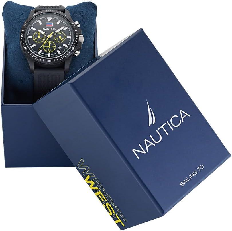imageNautica Mens Black Wheat PU Fiber Strap Watch Model NAPNOS4S4