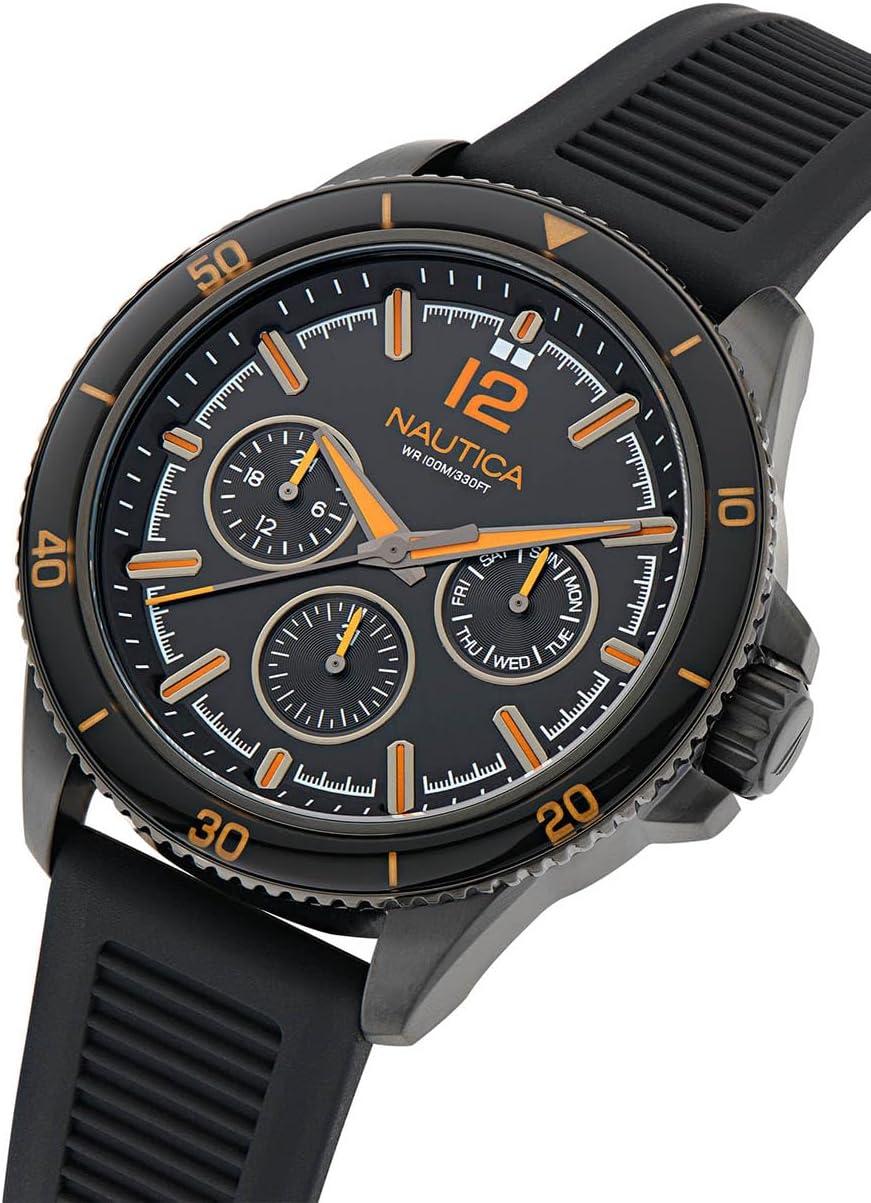 imageNautica Mens Black Wheat PU Fiber Strap Watch Model NAPWRS402