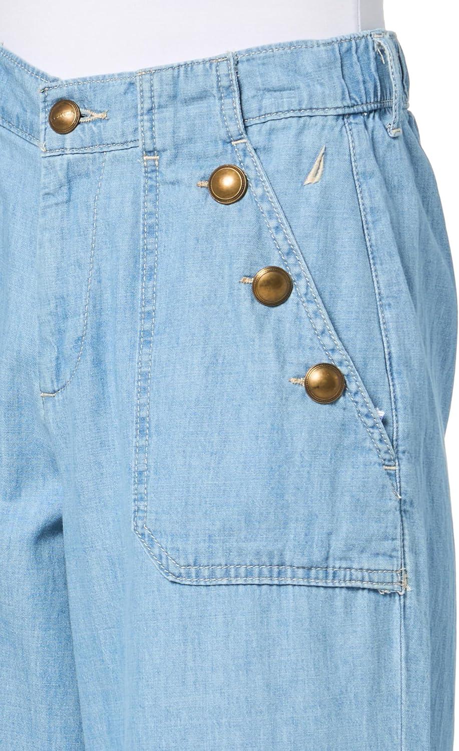 imageNautica Womens Button Pocket Wide Leg Sailor JeansLucia Wash