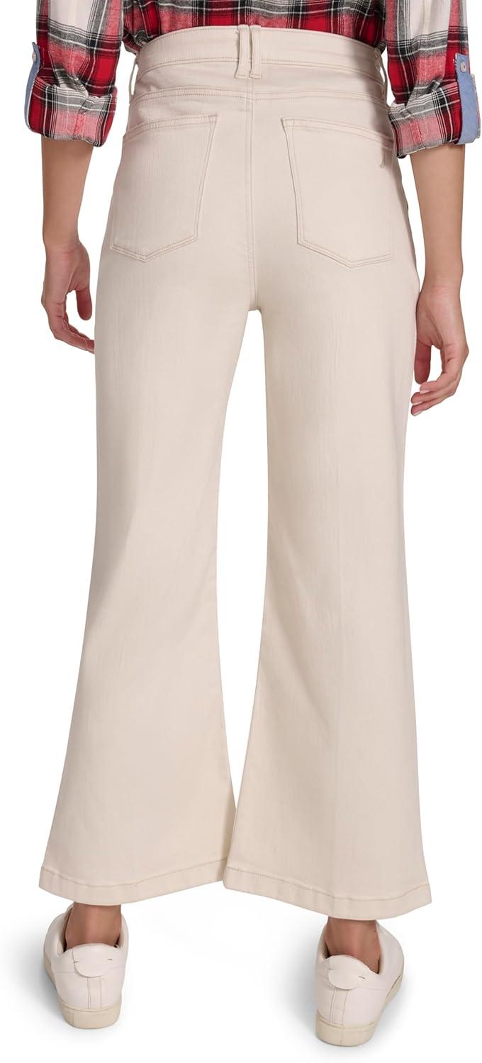 imageNautica Womens Button Pocket Wide Leg Sailor JeansNatural