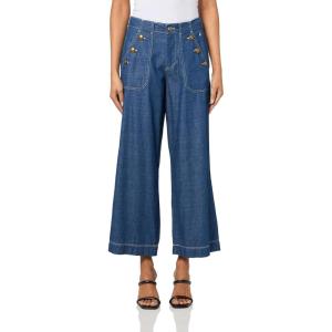 Nautica Women’s Button Pocket Wide Leg Sailor Jeans(Indigo Wash)