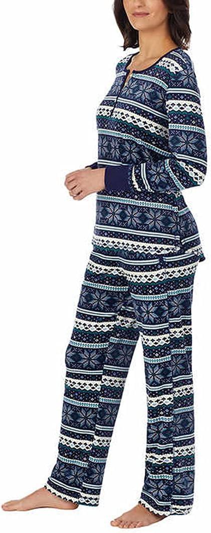 imageNautica Pajamas for Women Set Long Sleeve Henley Pajama Shirt amp Pants Warm Winter Fleece Sleepwear Lounge PJ Sets for WomenMixed Blue