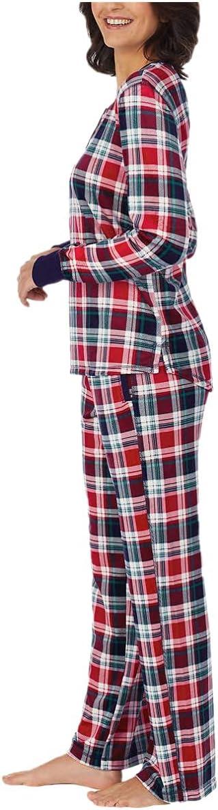 imageNautica Pajamas for Women Set Long Sleeve Henley Pajama Shirt amp Pants Warm Winter Fleece Sleepwear Lounge PJ Sets for WomenRed