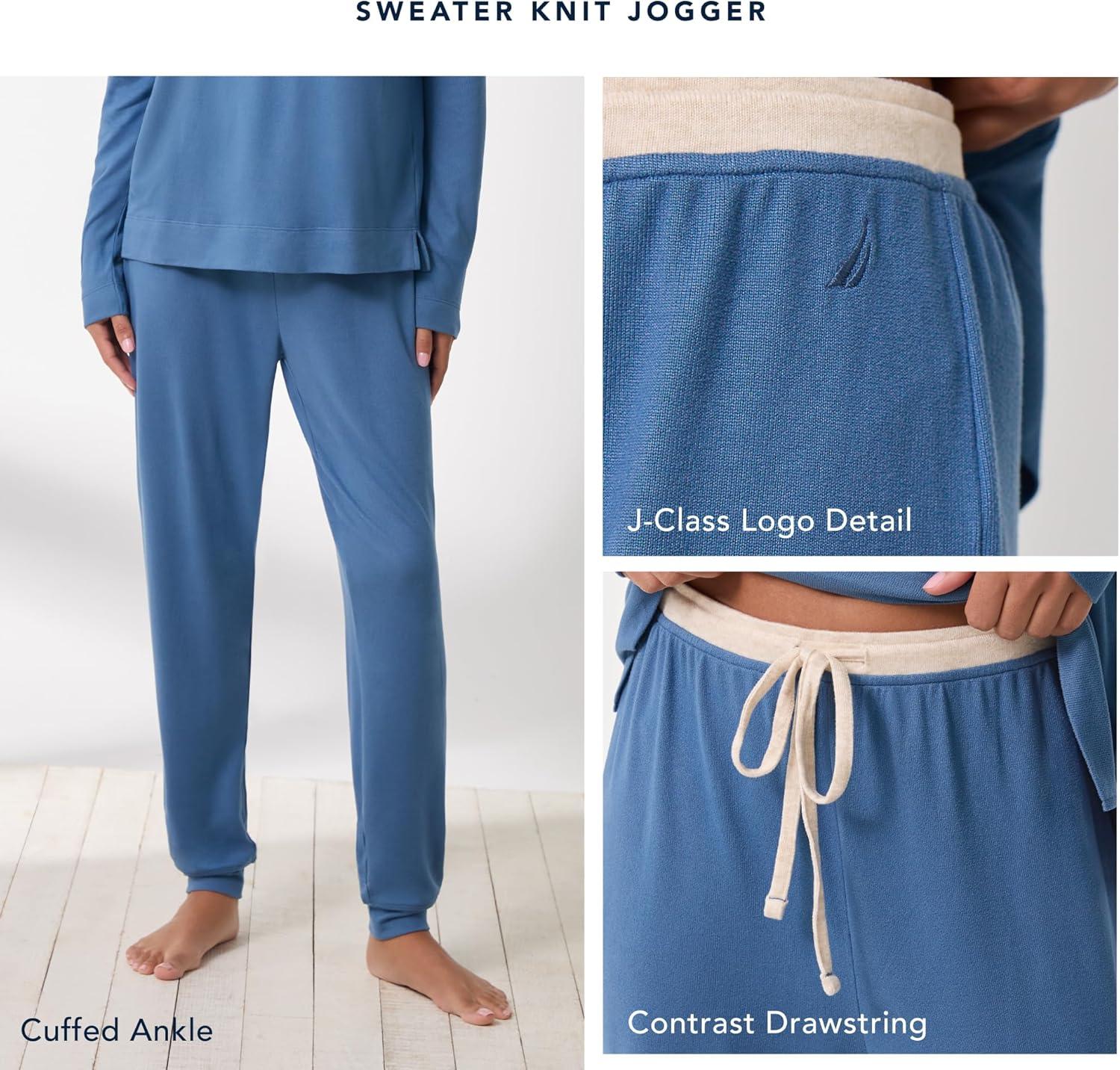 imageNautica Womens Jogger Pajama Pants with Pockets Soft Lightweight amp Cozy Sweater Knit PJ Bottoms Sleepwear amp LoungewearBlue