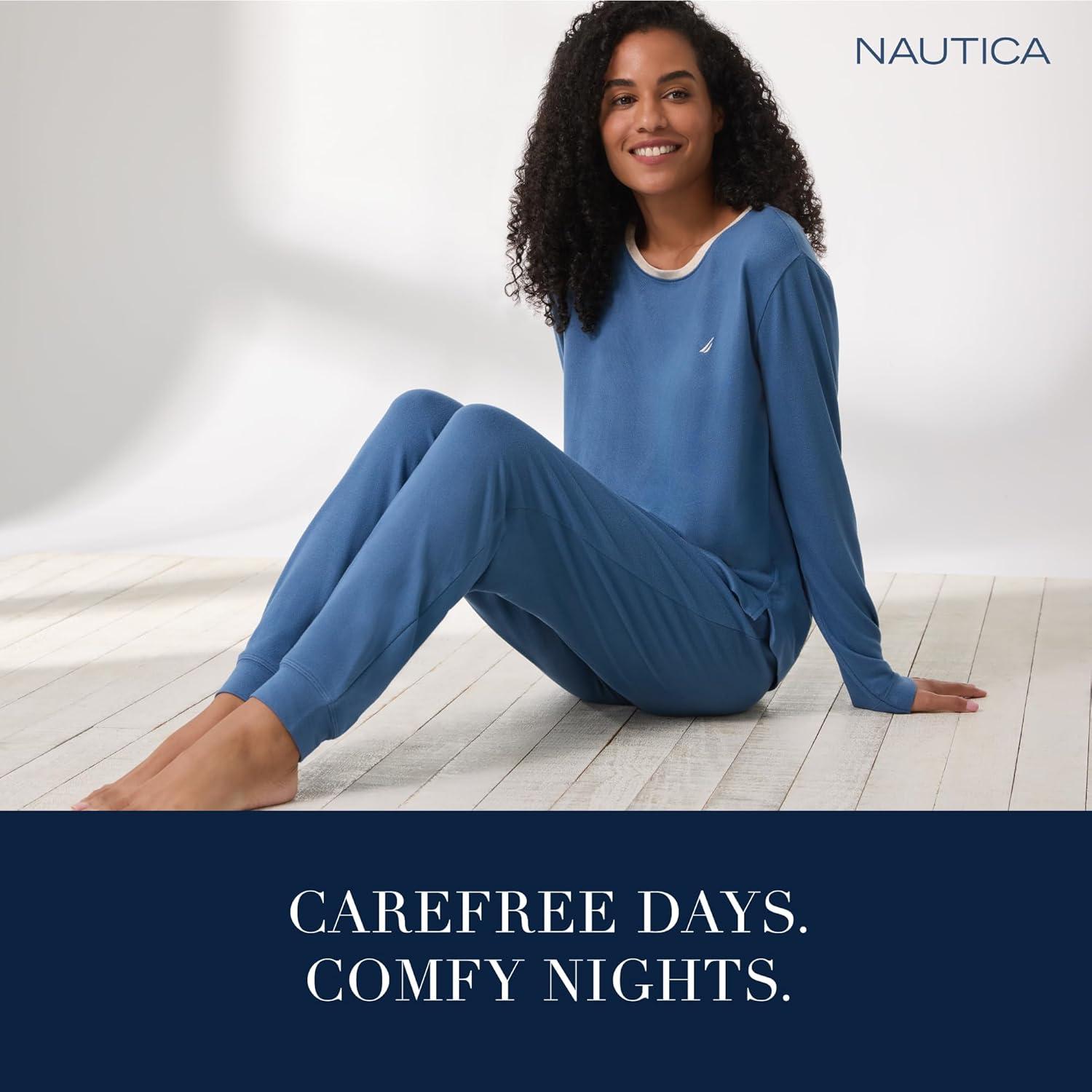 imageNautica Womens Jogger Pajama Pants with Pockets Soft Lightweight amp Cozy Sweater Knit PJ Bottoms Sleepwear amp LoungewearBlue