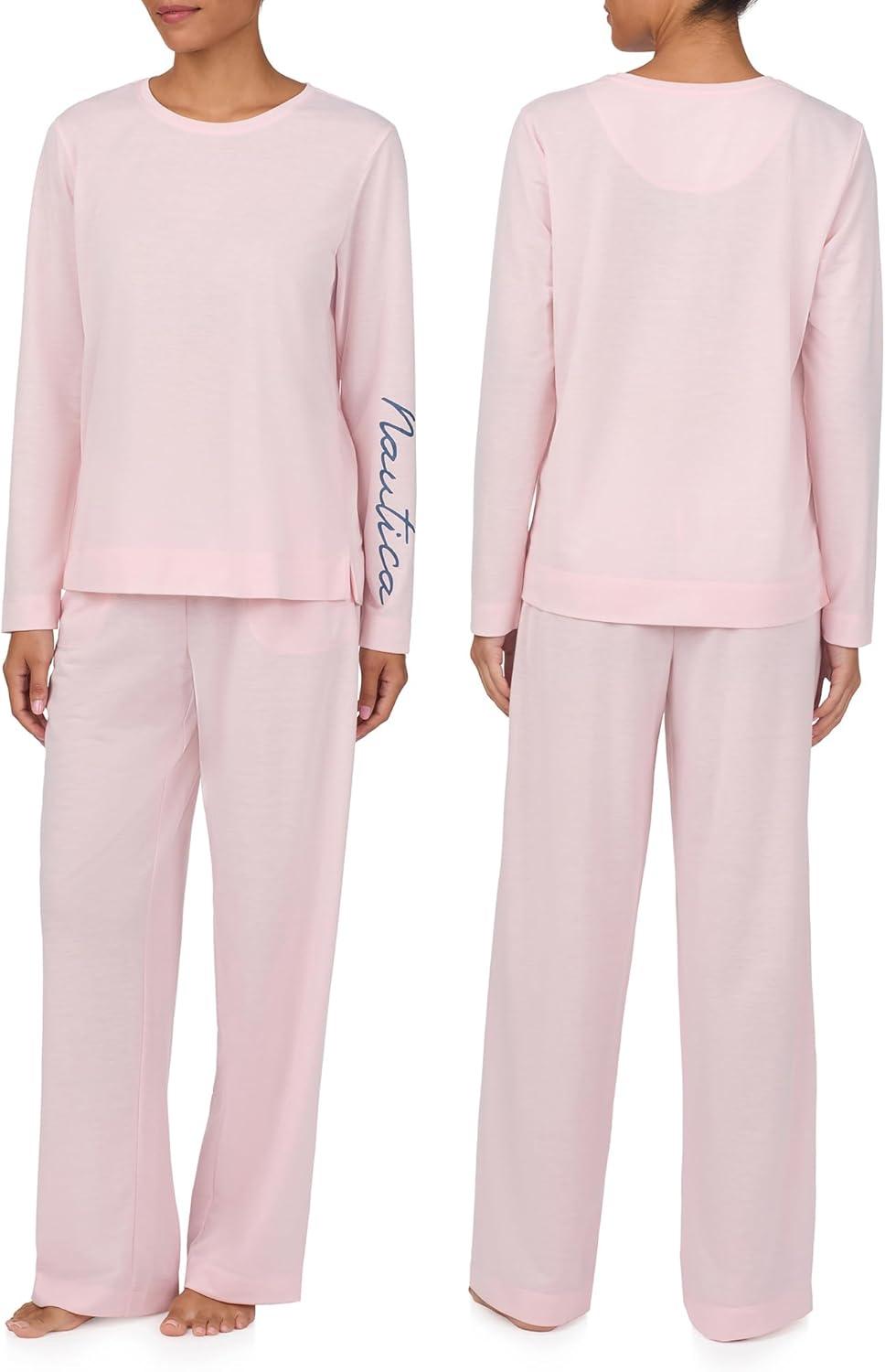imageNautica Womens Matching Long Sleeve Pajama Top amp Pants Set Lightweight French Terry Sleepwear amp Loungewear PJs SetsPink