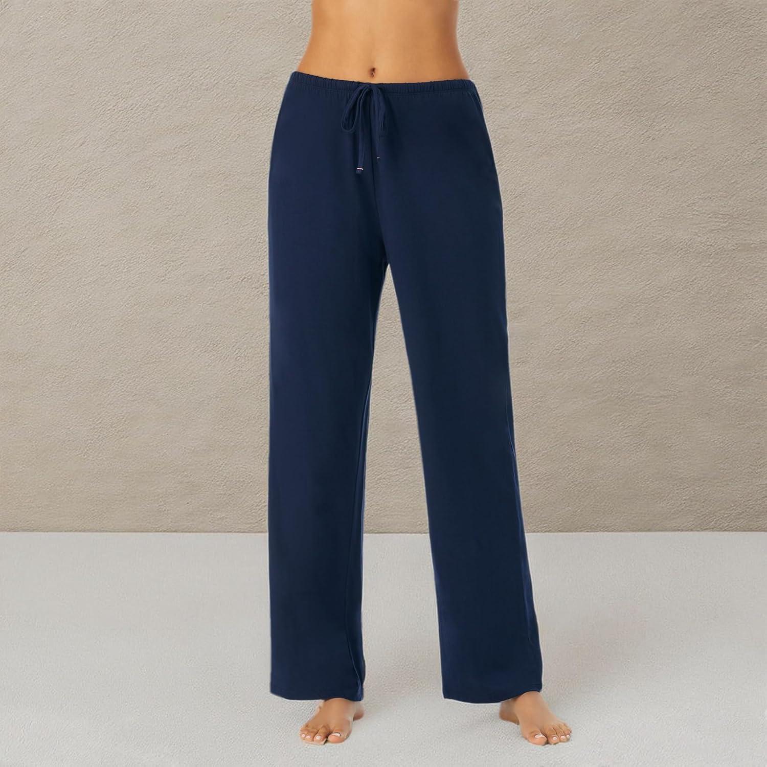 imageNautica Womens Pajama Pants Lightweight Wide Leg Lounge Pants Cotton Knit Jersey Sleepwear Loungewear PJs for WomenNavy
