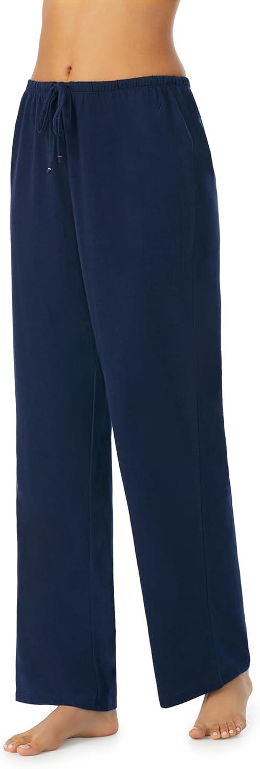 imageNautica Womens Pajama Pants Lightweight Wide Leg Lounge Pants Cotton Knit Jersey Sleepwear Loungewear PJs for WomenNavy