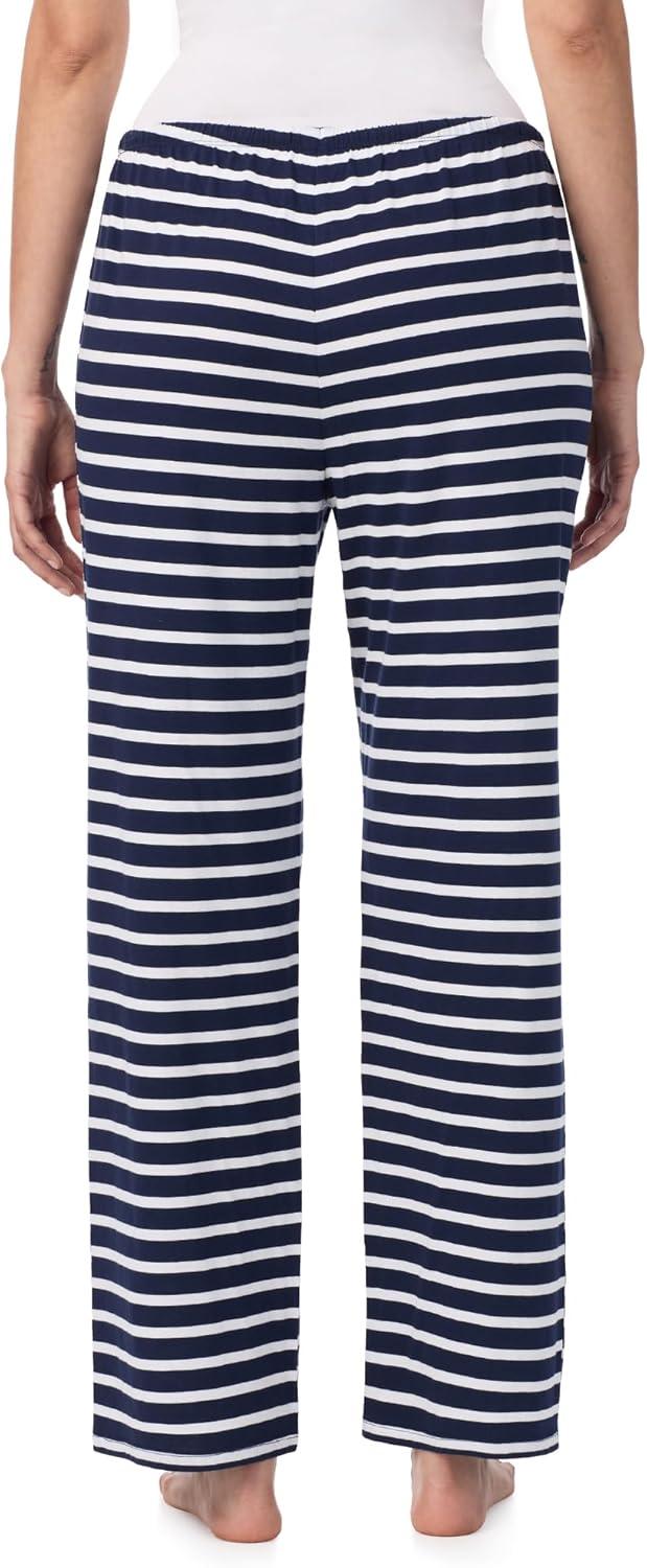 imageNautica Womens Pajama Pants Lightweight Wide Leg Lounge Pants Cotton Knit Jersey Sleepwear Loungewear PJs for WomenNavy Stripe