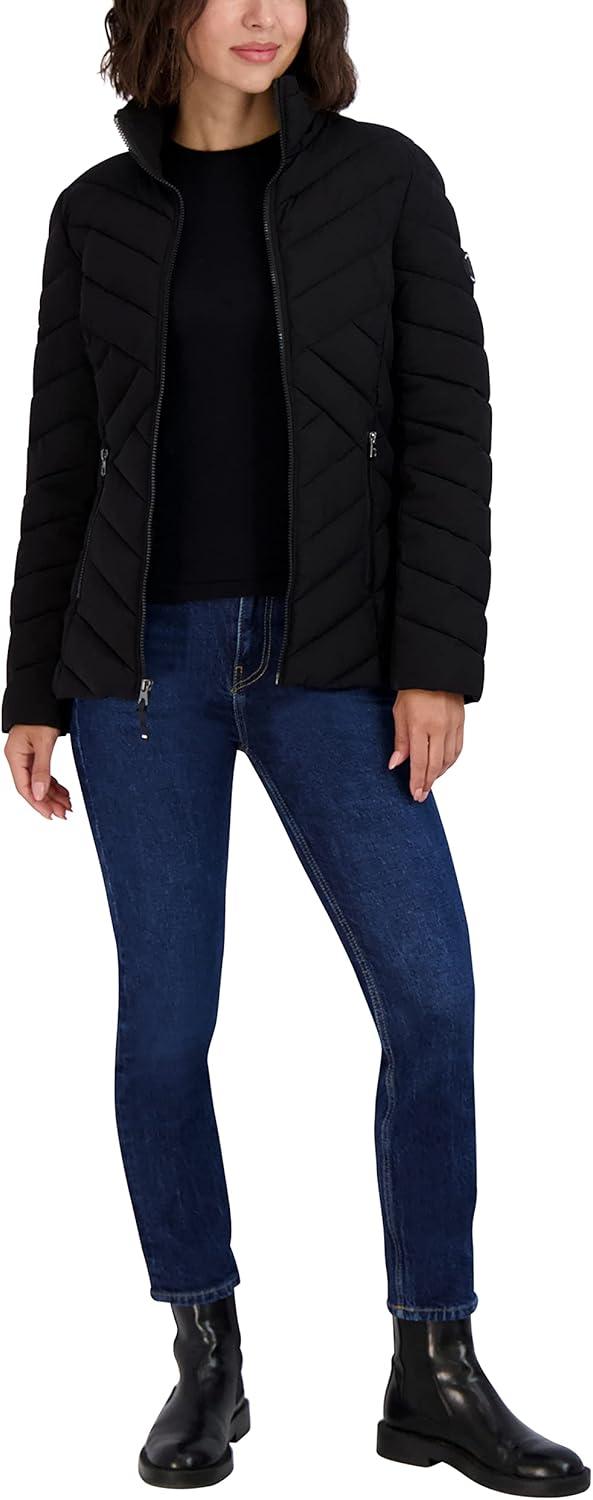 imageNautica Womens Short Chevron Packable Down JacketCaviar Black