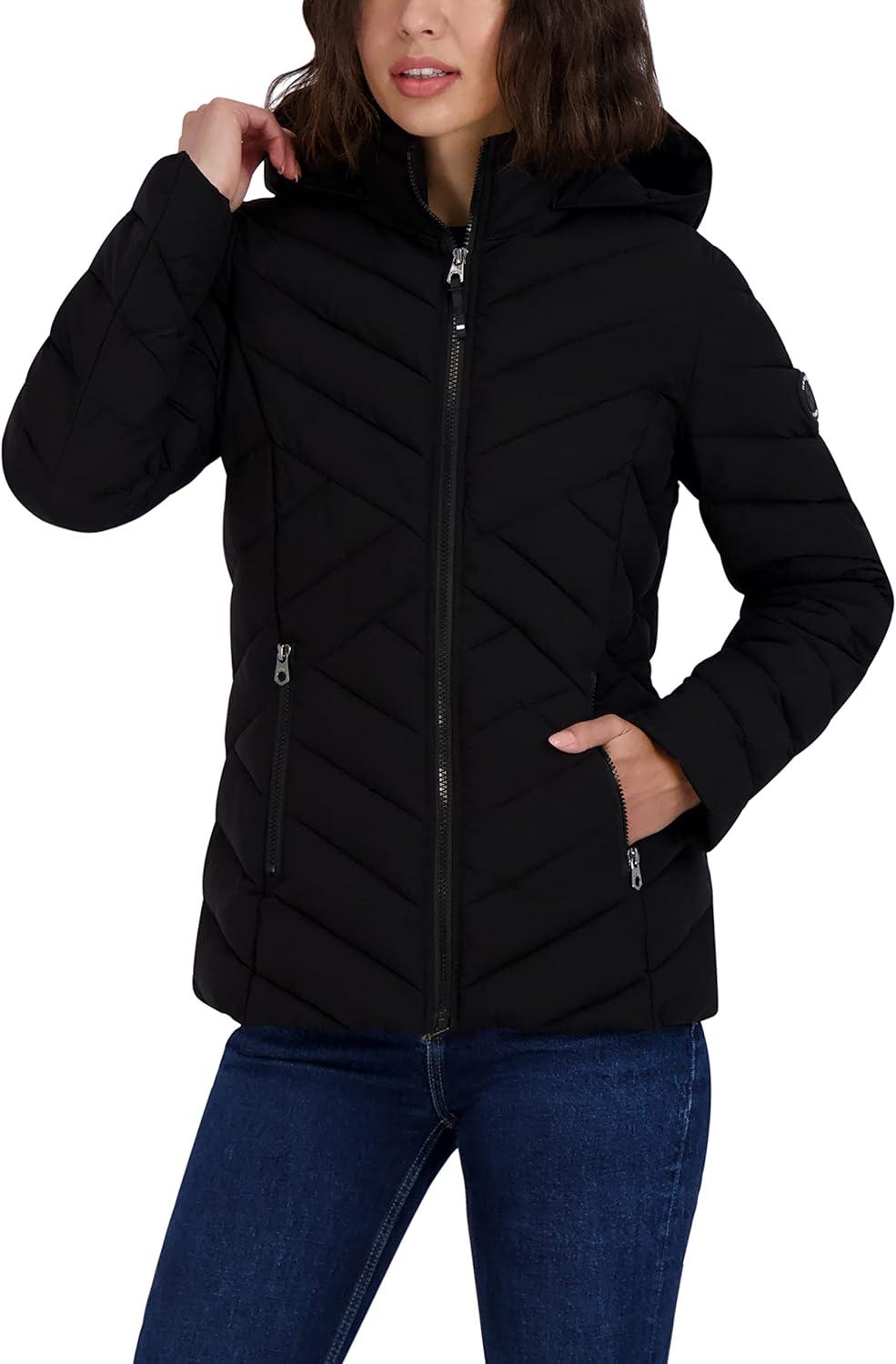 imageNautica Womens Short Chevron Packable Down JacketCaviar Black