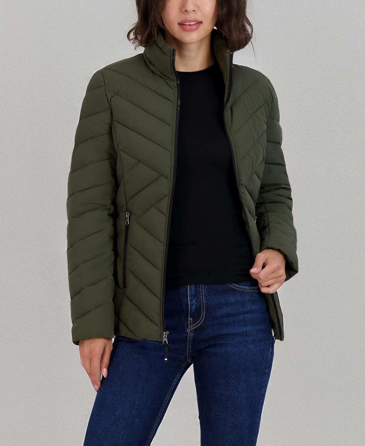 imageNautica Womens Short Chevron Packable Down JacketMilitary Green