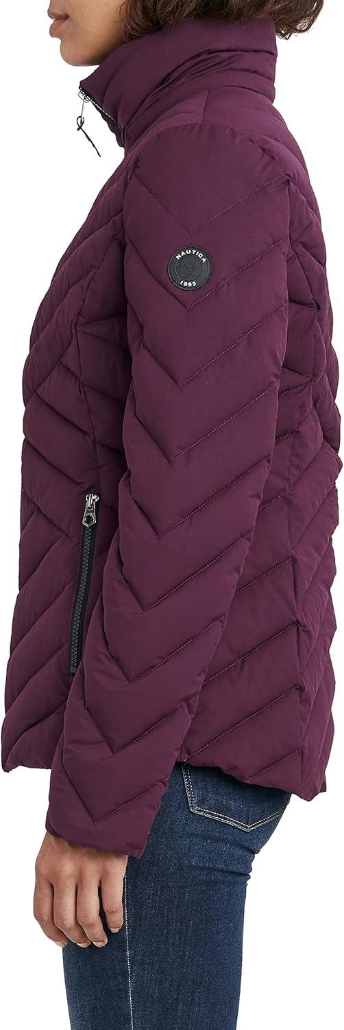 imageNautica Womens Short Chevron Packable Down JacketPurple