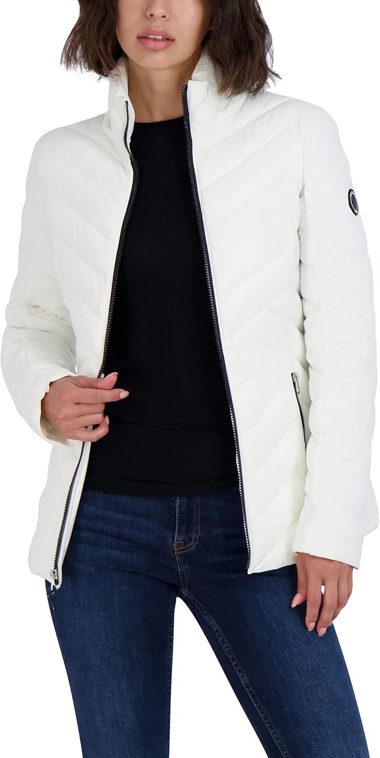 imageNautica Womens Short Chevron Packable Down JacketWinter White