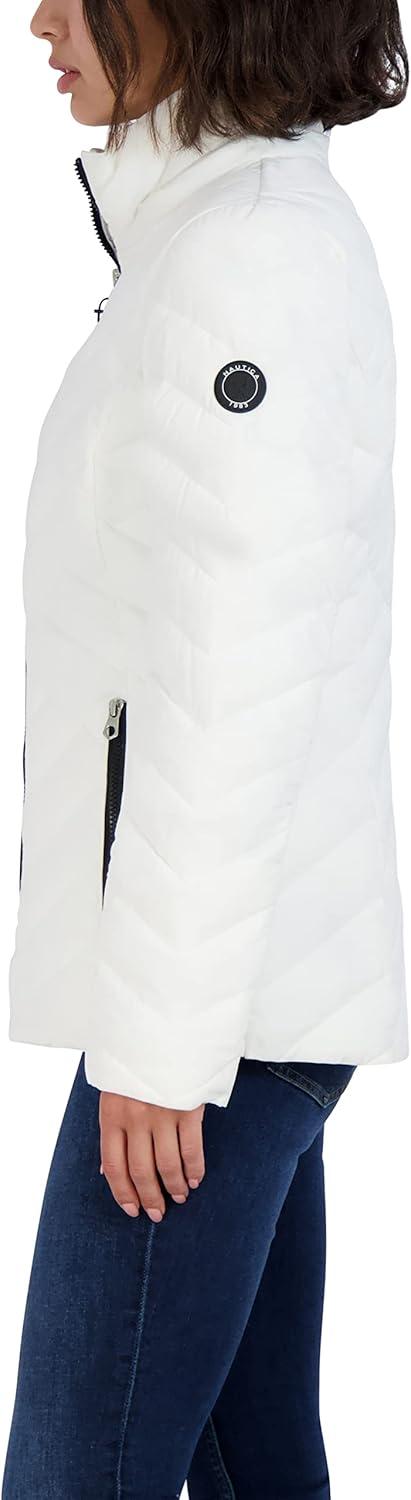 imageNautica Womens Short Chevron Packable Down JacketWinter White