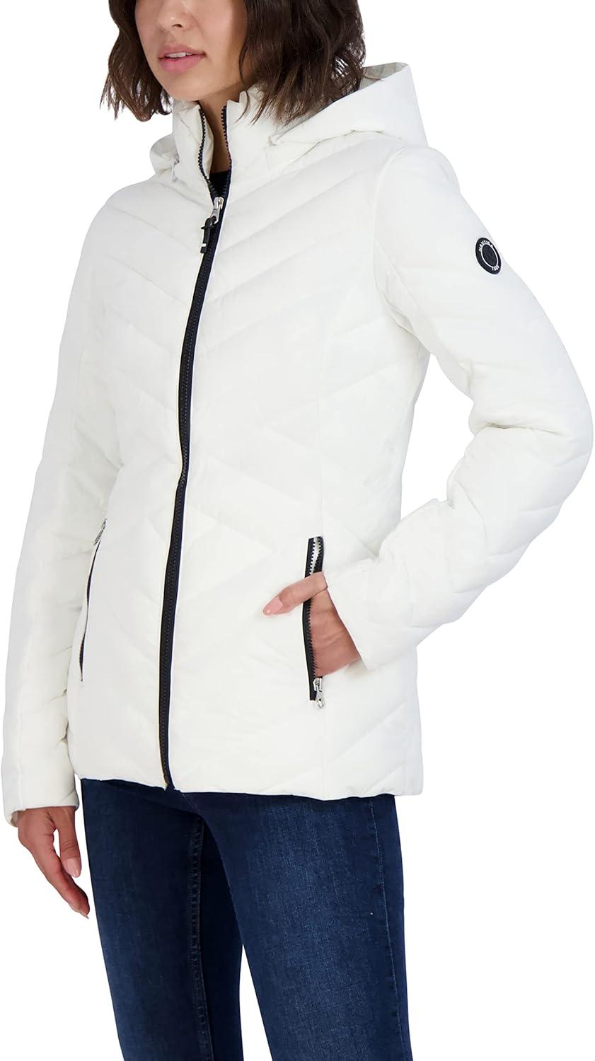 imageNautica Womens Short Chevron Packable Down JacketWinter White