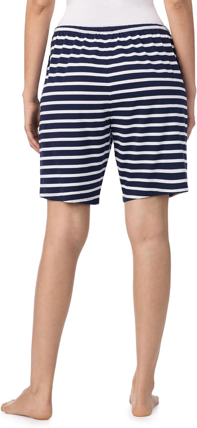imageNautica Womens Sleep Bermuda Shorts Lightweight Breathable Pajama Bottoms Cotton Knit Jersey Sleepwear and LoungewearNavy Stripe