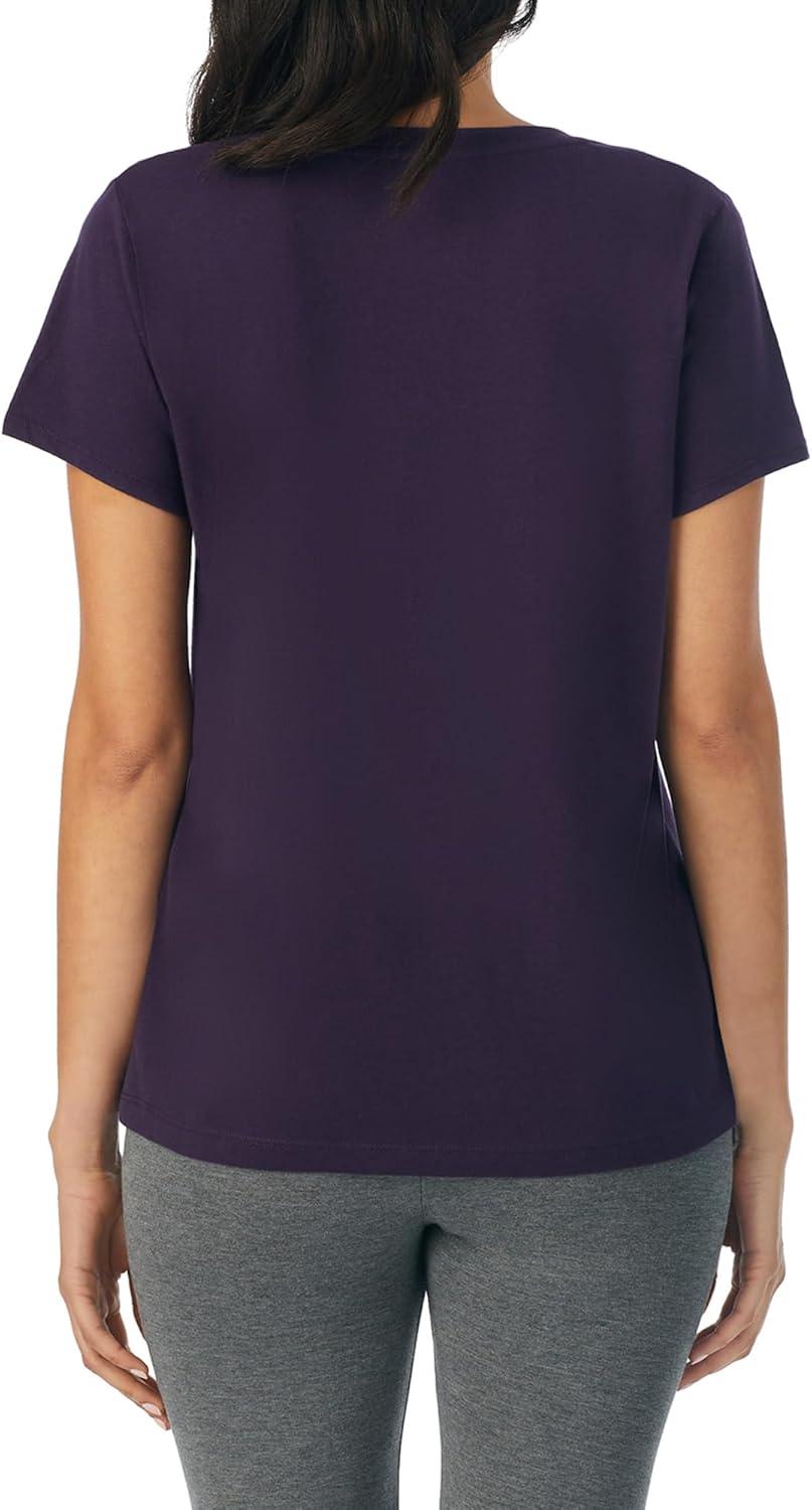 imageNautica Womens Sleep Shirt Lightweight Breathable Pajama Top Cotton Knit Jersey VNeck Sleepwear and LoungewearEggplant