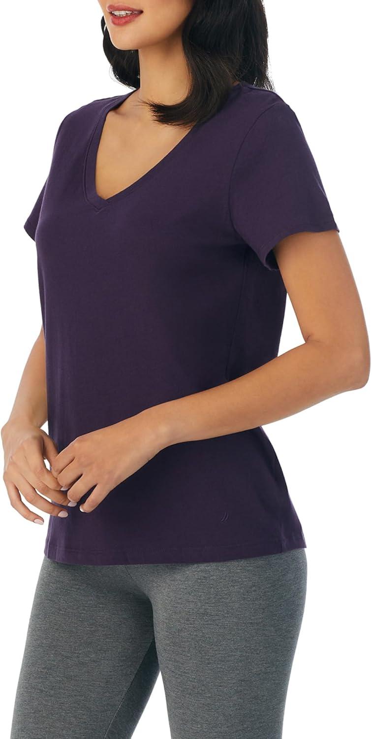 imageNautica Womens Sleep Shirt Lightweight Breathable Pajama Top Cotton Knit Jersey VNeck Sleepwear and LoungewearEggplant