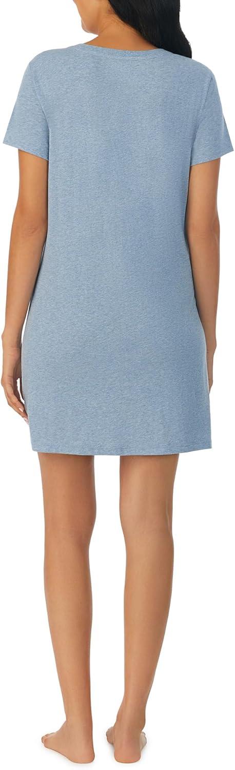 imageNautica Womens Sleep Shirt Dress Cotton Knit Jersey VNeck Pajama Top Lightweight amp Breathable Sleepwear LoungewearHeather Blue