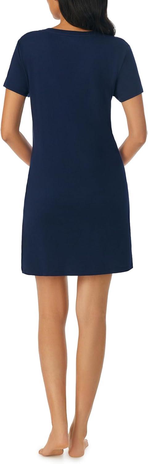imageNautica Womens Sleep Shirt Dress Cotton Knit Jersey VNeck Pajama Top Lightweight amp Breathable Sleepwear LoungewearNavy